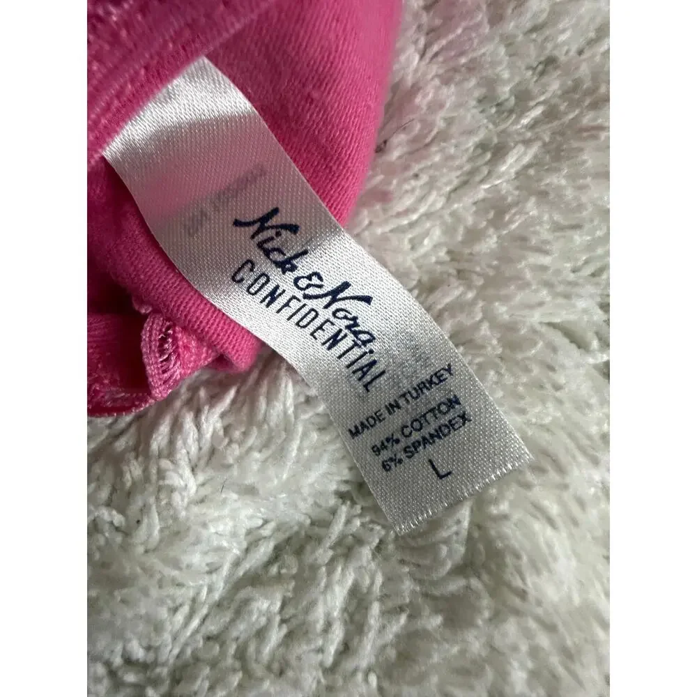 NWOT Nick & Nora Confidential Appletini Graphic Thong Pink Size L Loop Side - Picture 3 of 4